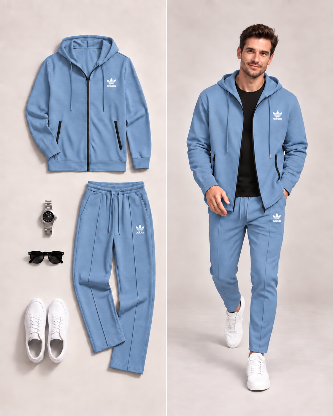 Men’s Hooded Zip-Up Tracksuit 2-Piece Set 🧥
