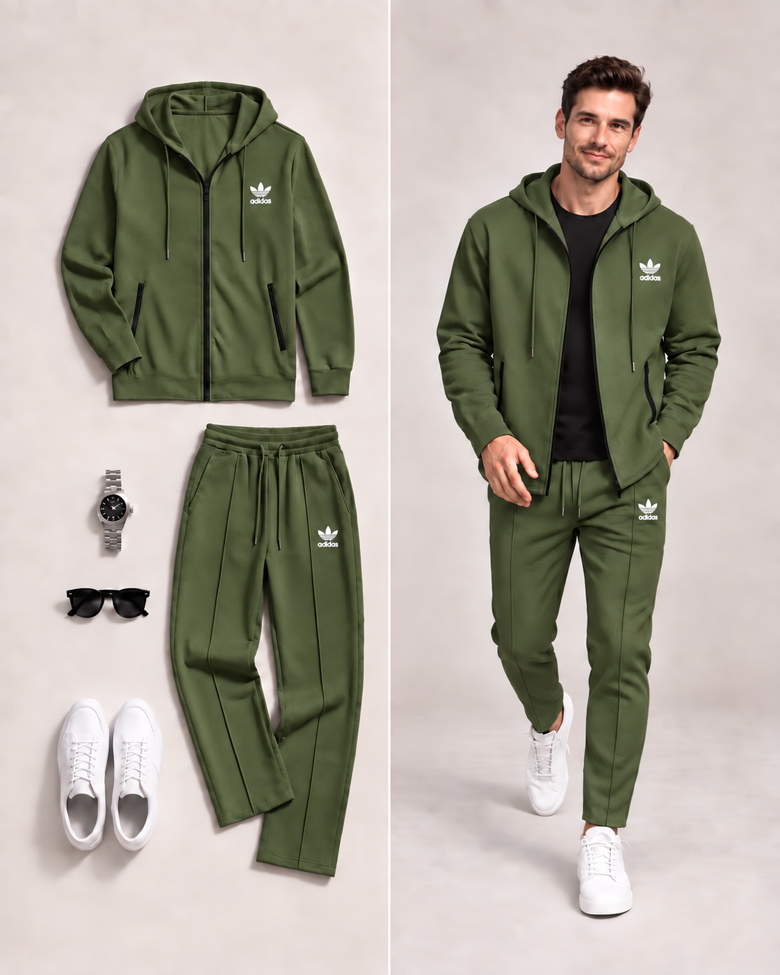 Men’s Hooded Zip-Up Tracksuit 2-Piece Set 🧥