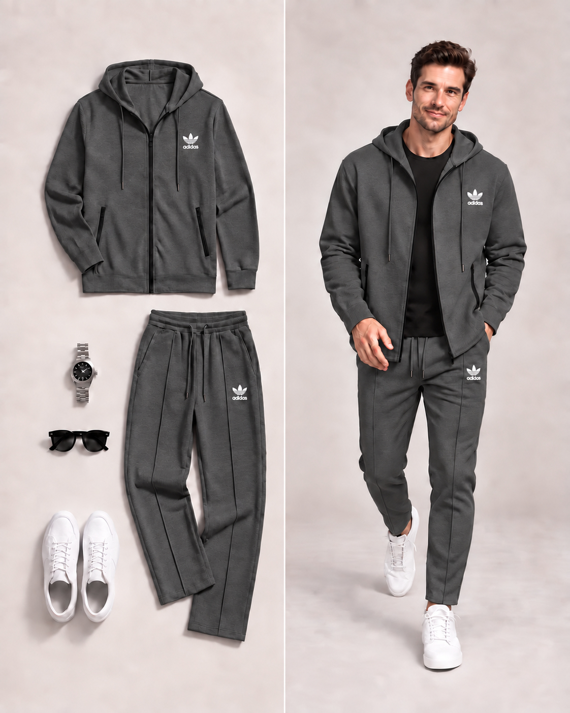 Men’s Hooded Zip-Up Tracksuit 2-Piece Set 🧥
