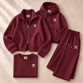 4-Piece Matching Set – Zip-Up Jacket, Hoodie, Crewneck Top & Pants