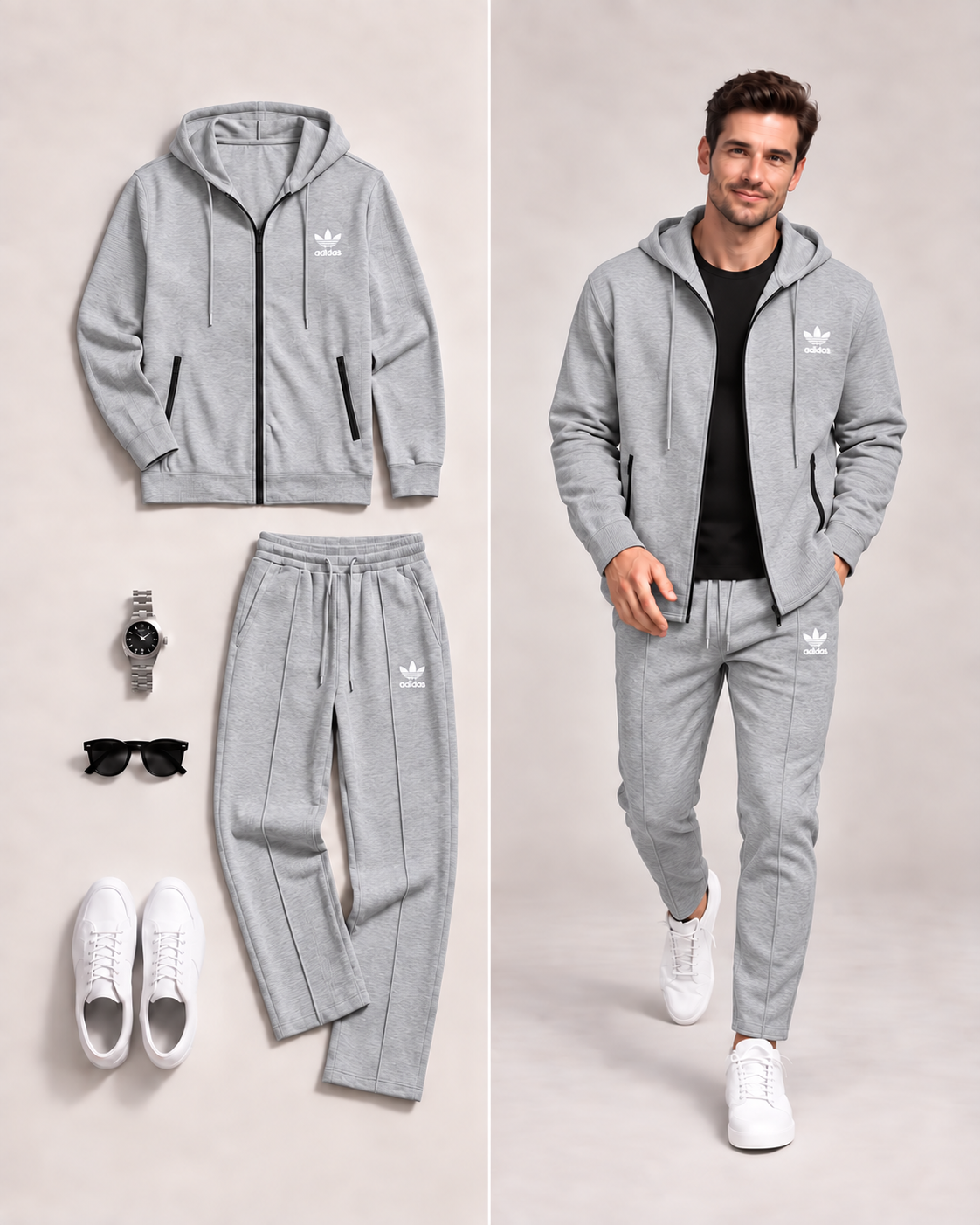 Men’s Hooded Zip-Up Tracksuit 2-Piece Set 🧥