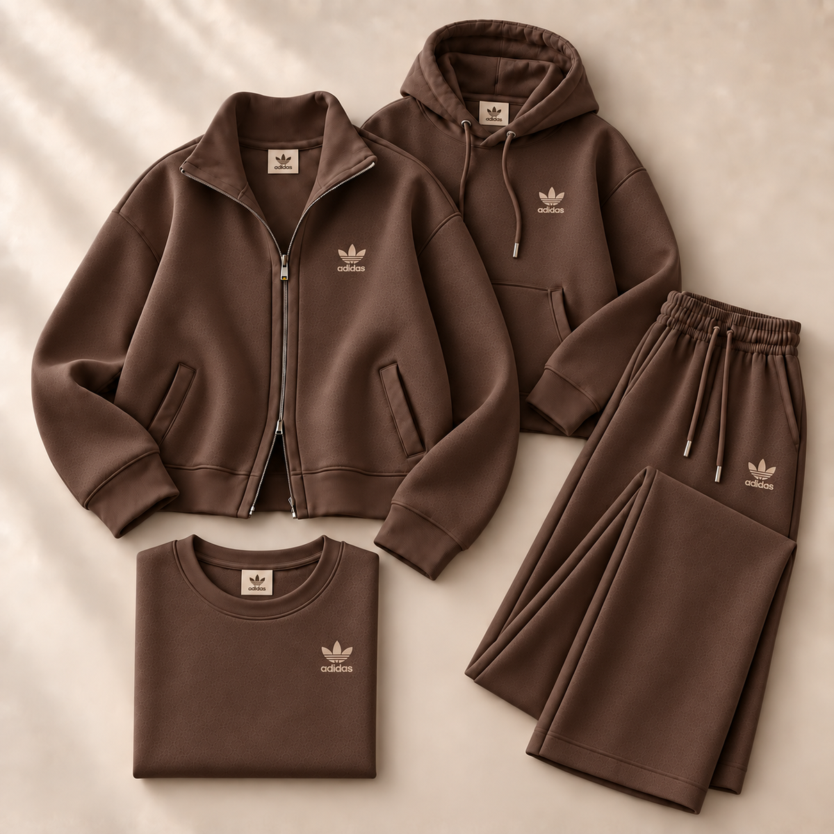 4-Piece Matching Set – Zip-Up Jacket, Hoodie, Crewneck Top & Pants