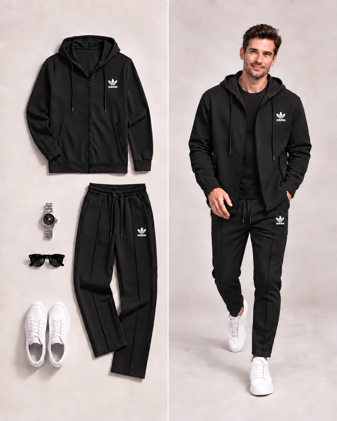 Men’s Hooded Zip-Up Tracksuit 2-Piece Set 🧥