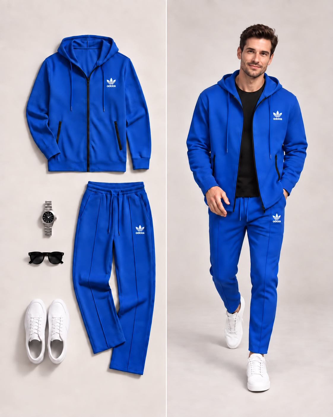 Men’s Hooded Zip-Up Tracksuit 2-Piece Set 🧥